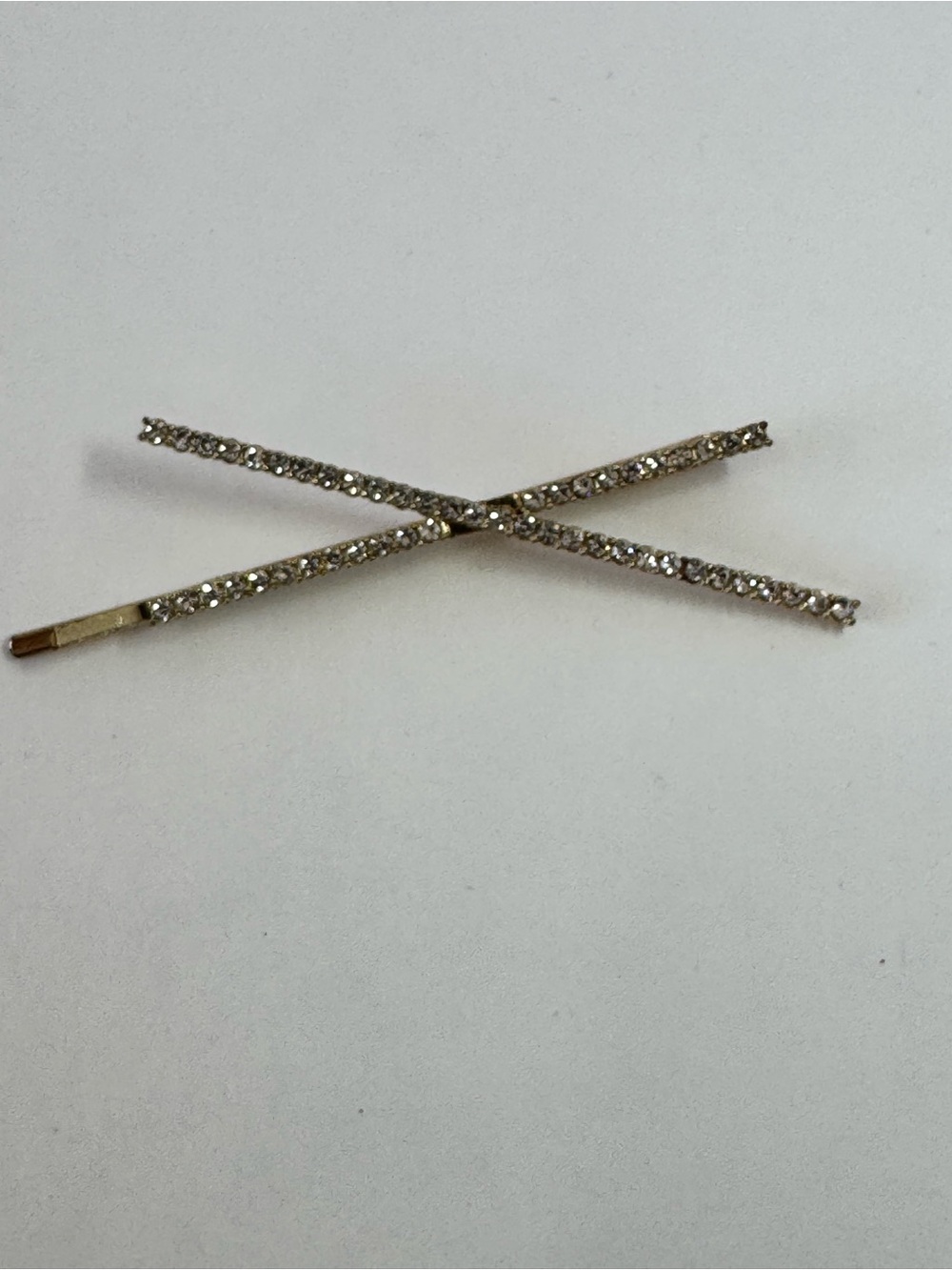 Sparkling Crossed Rhinestone Bobby Pins - Silver Tone
